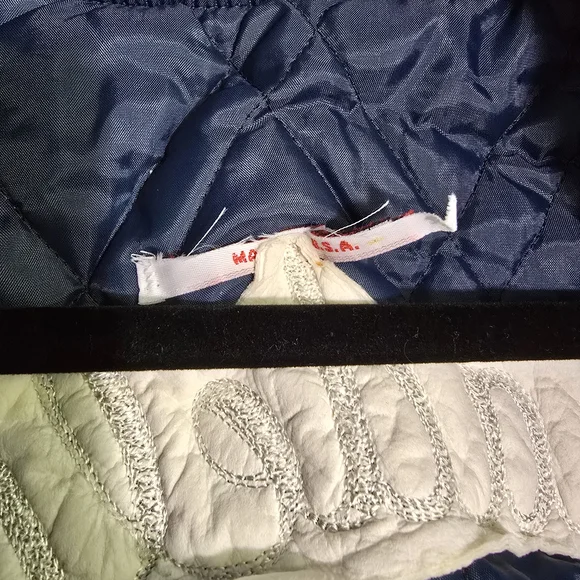 Vintage 80s Birdie Richard A Leslie Blue Satin Puffer Jacket Philadelphia Philly - Picture 5 of 16